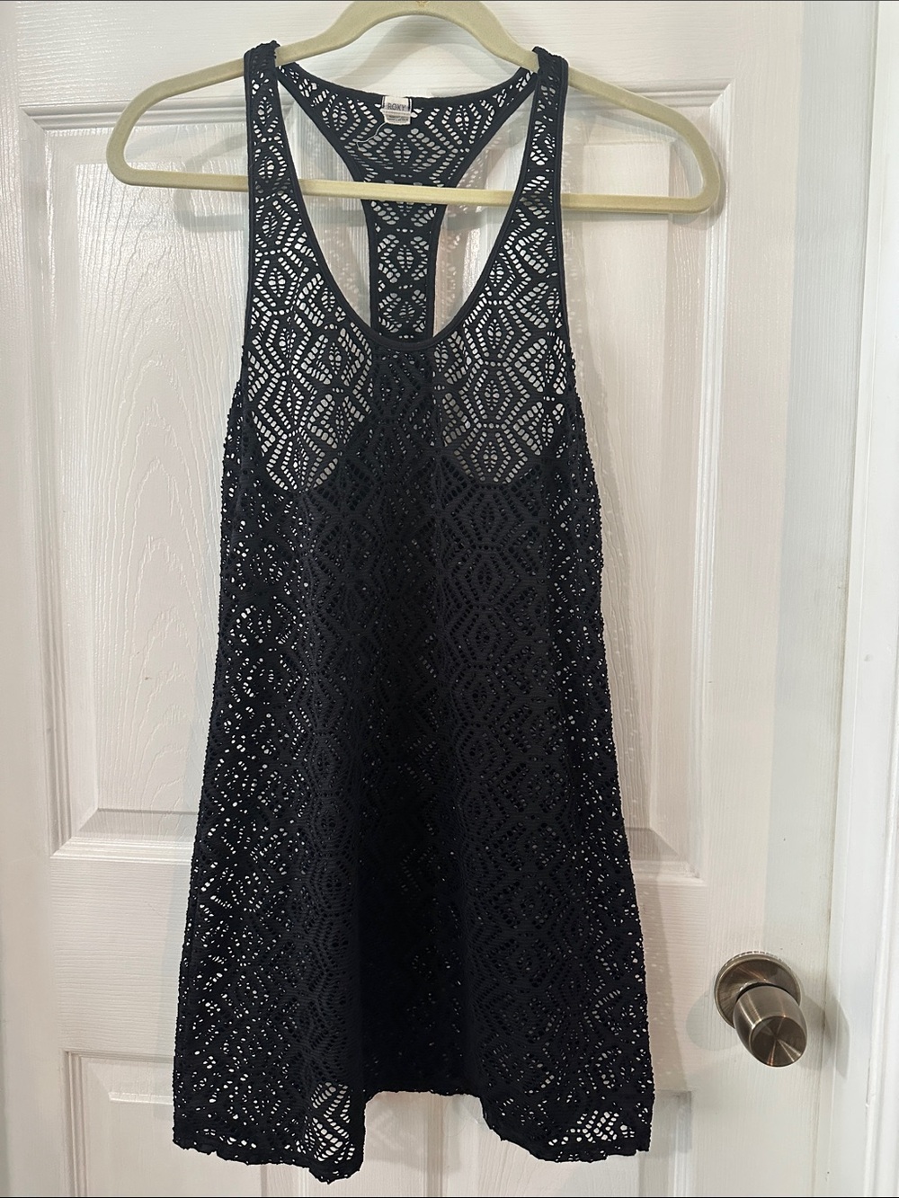 Roxy medium Black Crochet Racerback Cover-Up Dress
